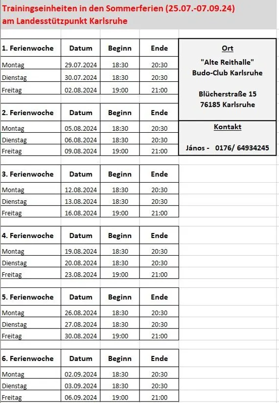 Training in den Sommerferien